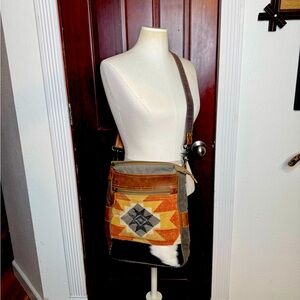 Stylish Brown and Tan crossbody handbag